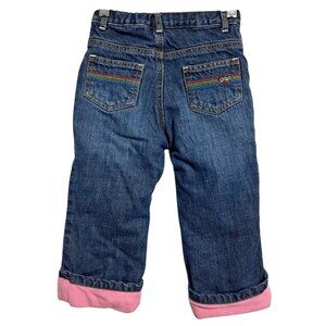 Baby Gap Lined‎ Jeans Toddler Girls 2T Fleece Denim Rainbow Pockets Y2K Vintage